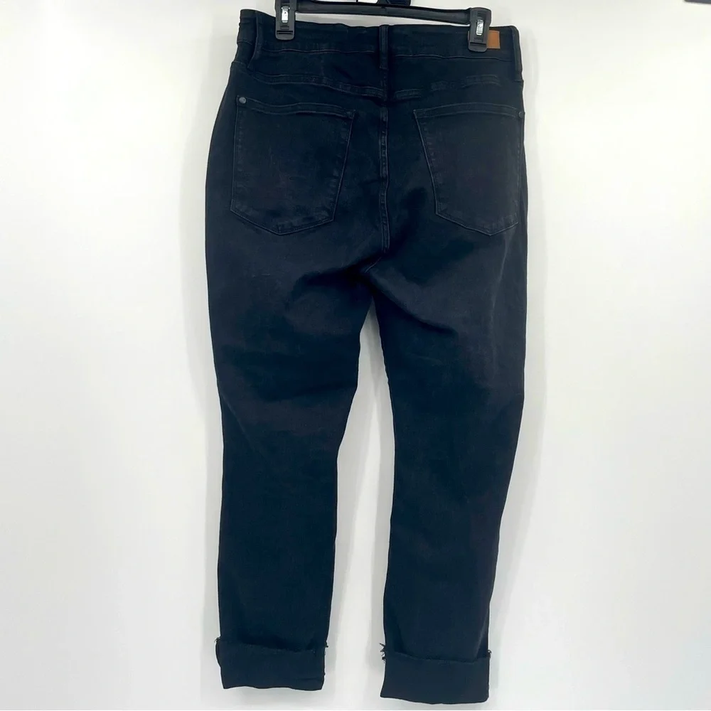 Judy Blue Black Beauty Slim Fit Jeans - Size 14W - Released Hem Rolled - Black